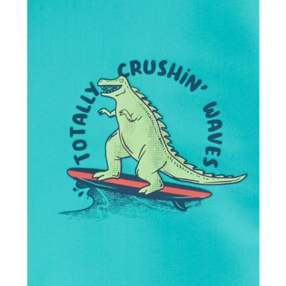 NEW 2Pc 12M Boys Surfing Dino Rashguard & Swim Trunks - Picture 3 of 4